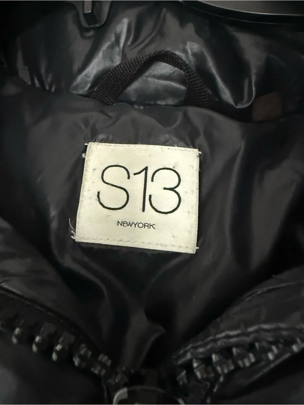 S13 Women’s Black Puffer Jacket coat with Faux Fur Trim hood size M
